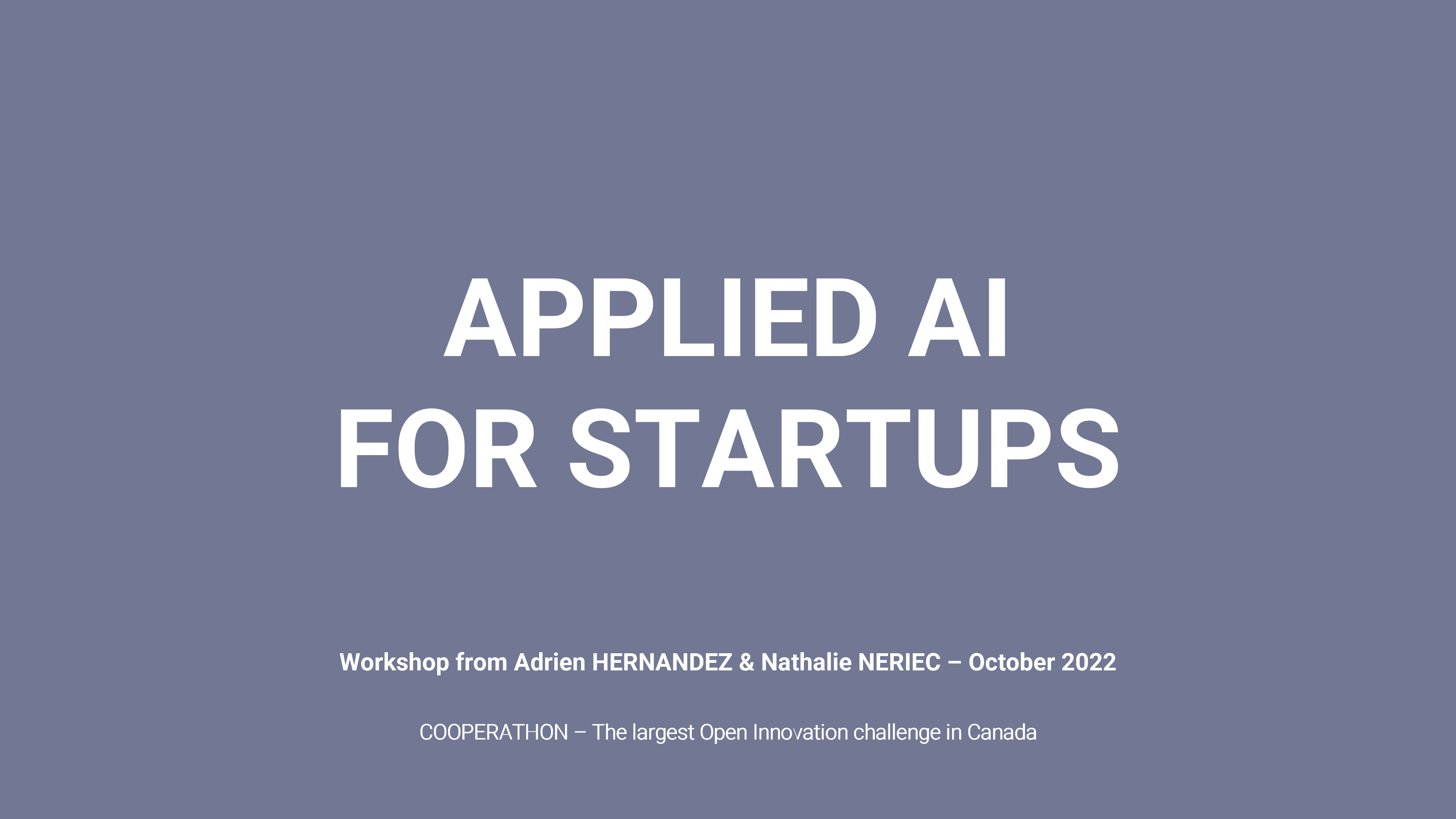 Applied AI for startups - Cooperathon - 2022